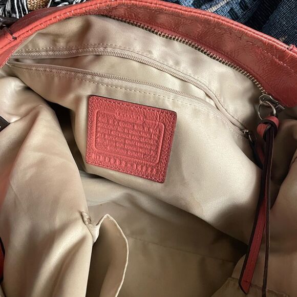 Coach coral/apple charm tote Leather handBag 14925 - Picture 5 of 12